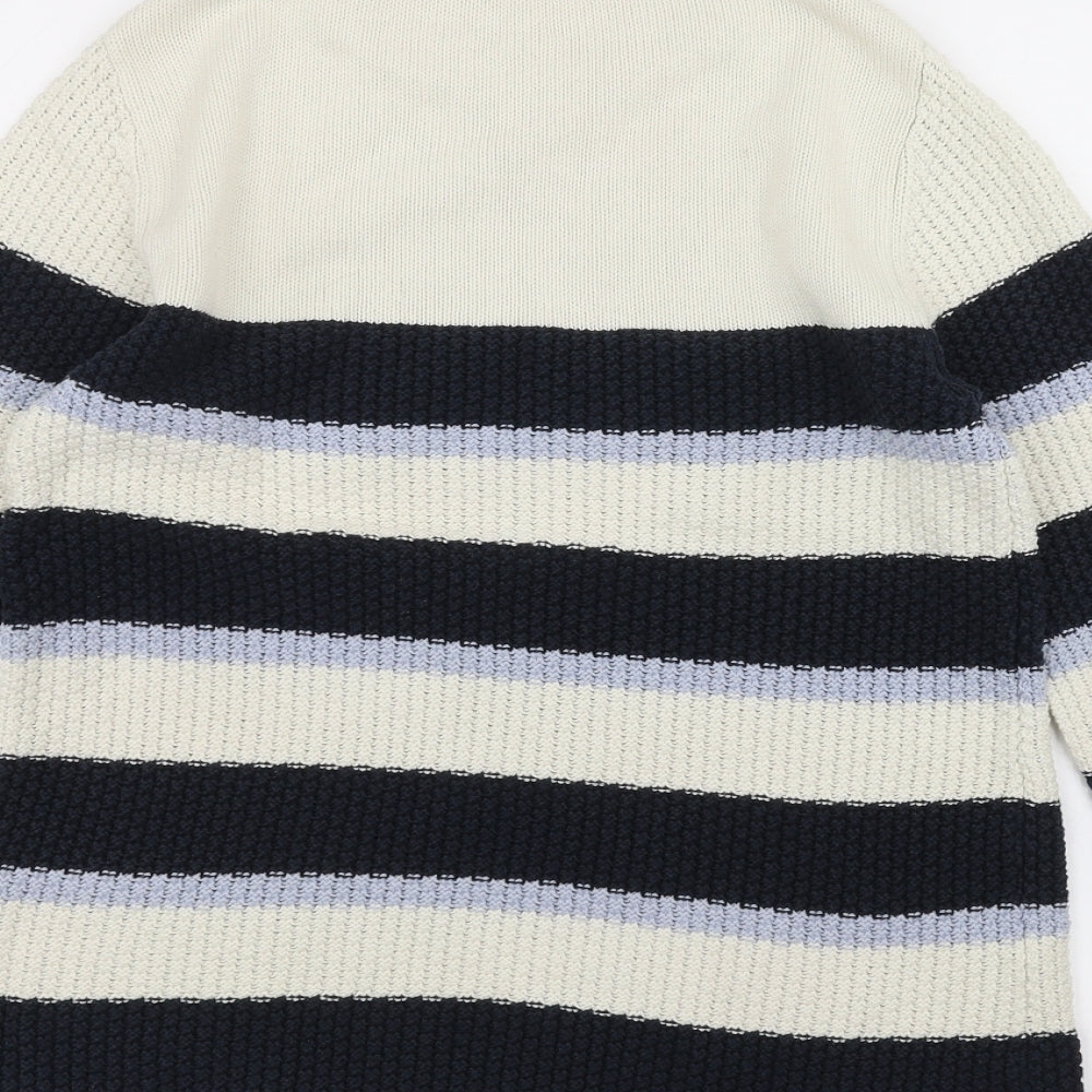ken Womens White Striped  Pullover Jumper Size M