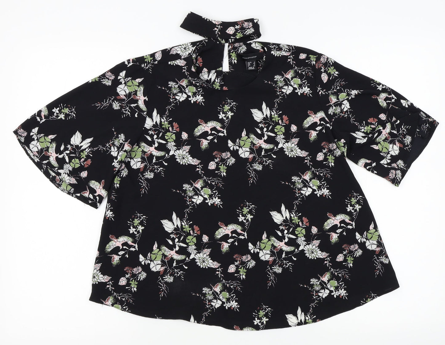 Atmosphere Womens Black Floral  Basic Blouse Size 8