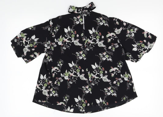 Atmosphere Womens Black Floral  Basic Blouse Size 8