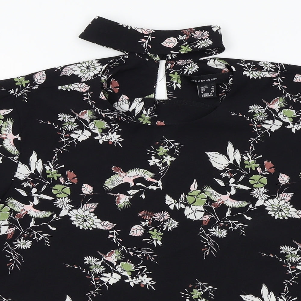 Atmosphere Womens Black Floral  Basic Blouse Size 8