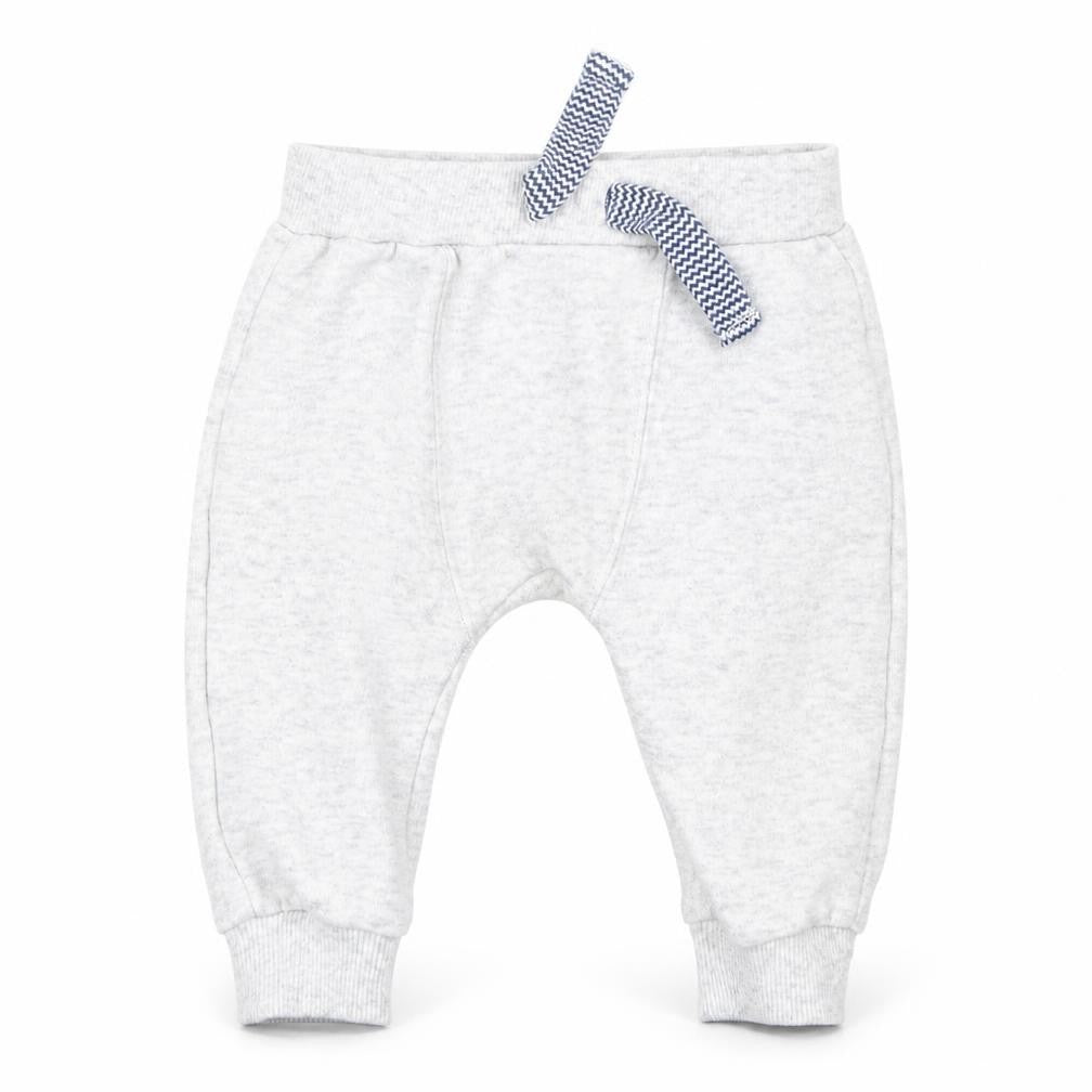 Front view of F&F boys’ grey jogger trousers, size 3-6, months