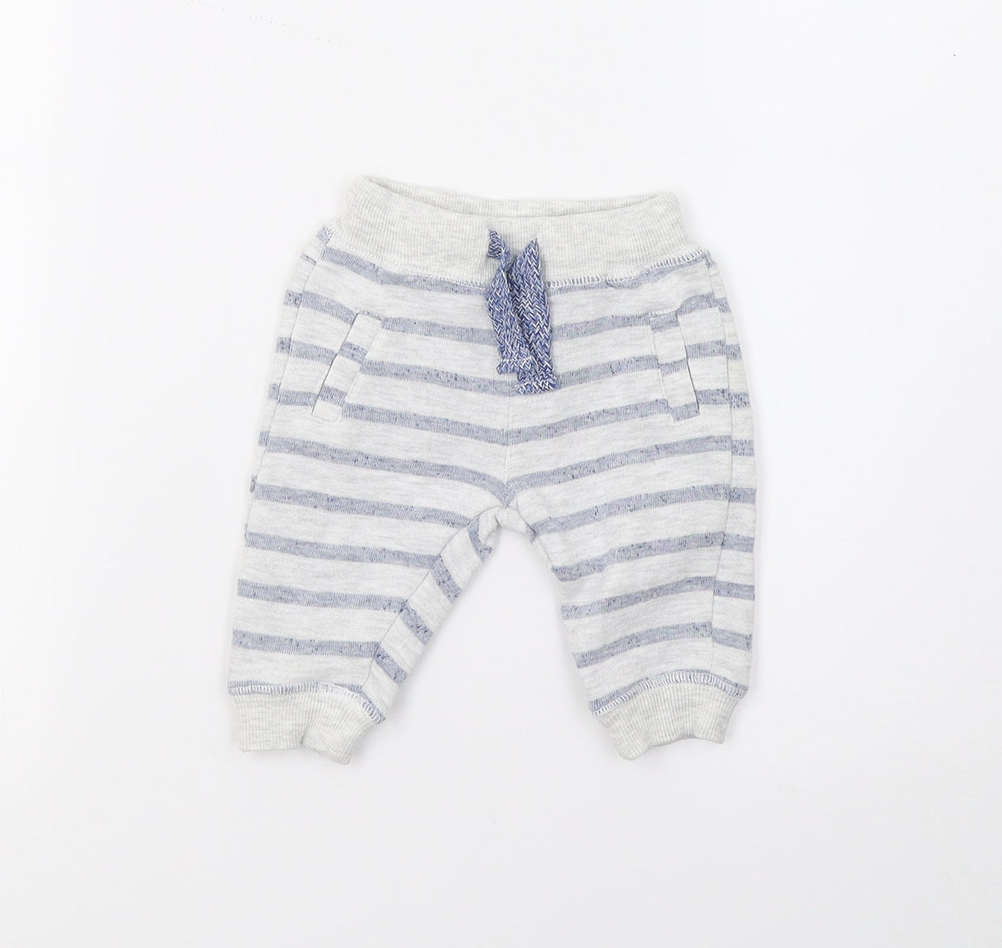 F&F Baby Grey Striped  Jogger Trousers Size 0-3 Months