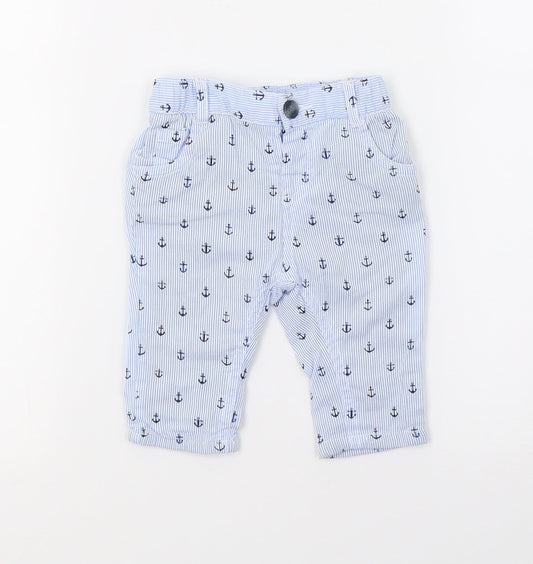 Mini Club Boys Blue Striped  Sweatpants Trousers Size 0-3 Months