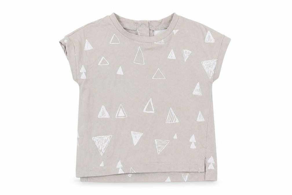 Front view of Next Baby Grey Geometric Jersey Basic T-Shirt, size 0-3, Months