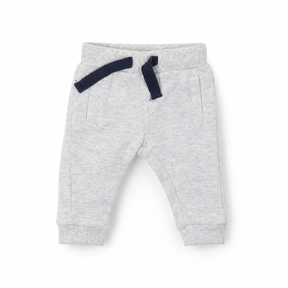 Front view of F&F Baby Grey Jersey Jogger Trousers, size 0-3, Months