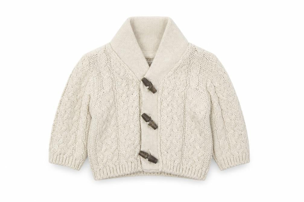 Front view of Next girls’ beige knit cardigan jumper one size