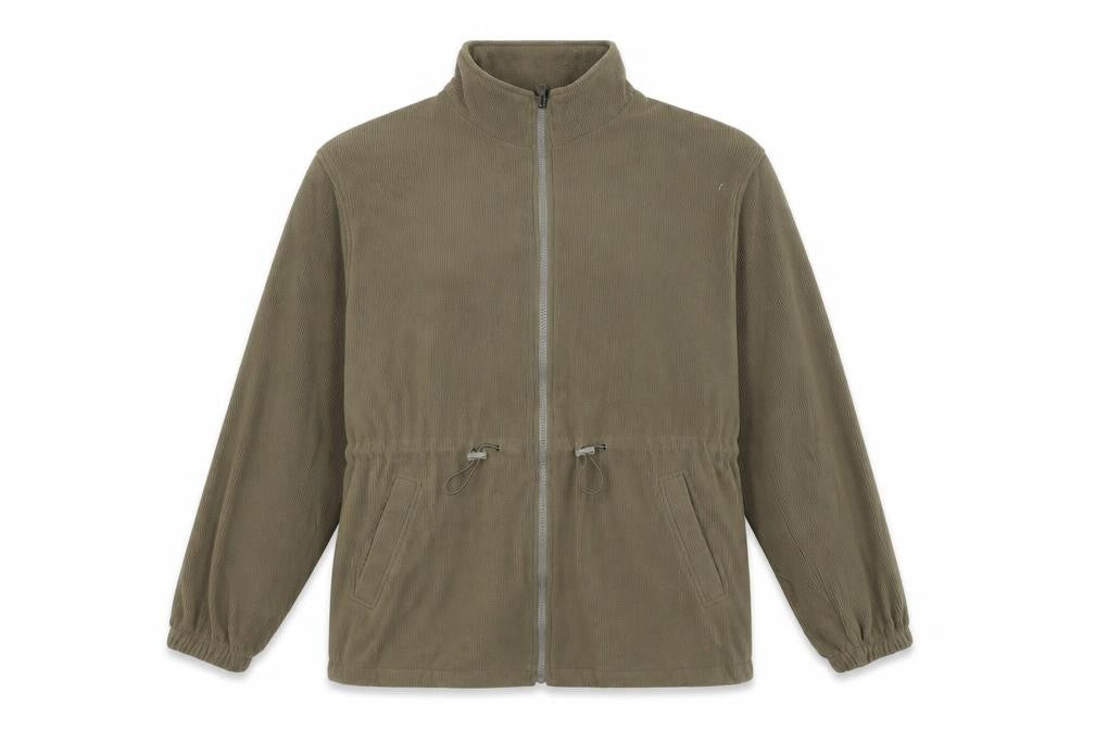 Front view of BM men’s brown fleece full zip sweatshirt, size L