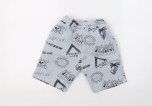 Nect Boys Blue Geometric Jersey Sweat Shorts Size 7 Years