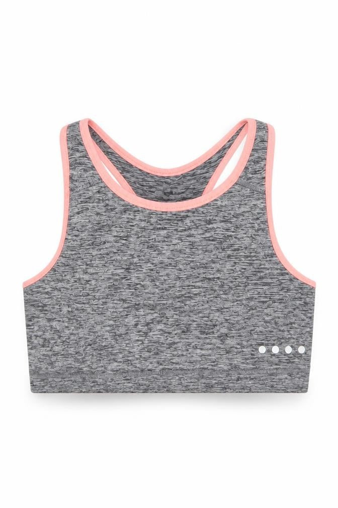 Front view of Matalan girls’ grey cropped t-shirt, size 6-7, years