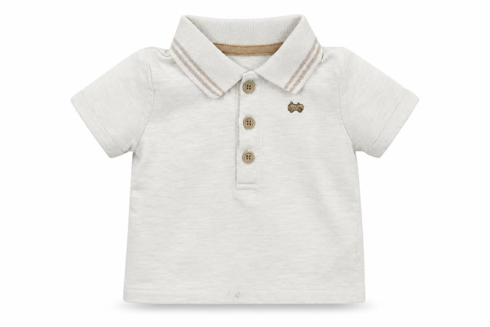 Front view of George boys’ ivory pullover polo, size 0-3, months