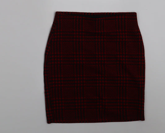 New Look Womens Red Geometric  A-Line Skirt Size 6
