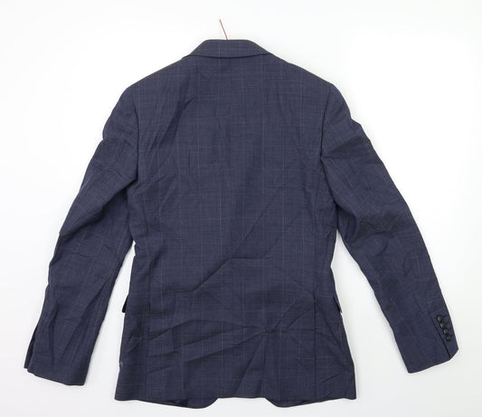 Marks and Spencer Mens Blue Check  Jacket Suit Jacket Size 36