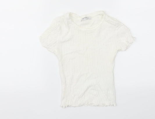 Zara Girls White   Basic T-Shirt Size S