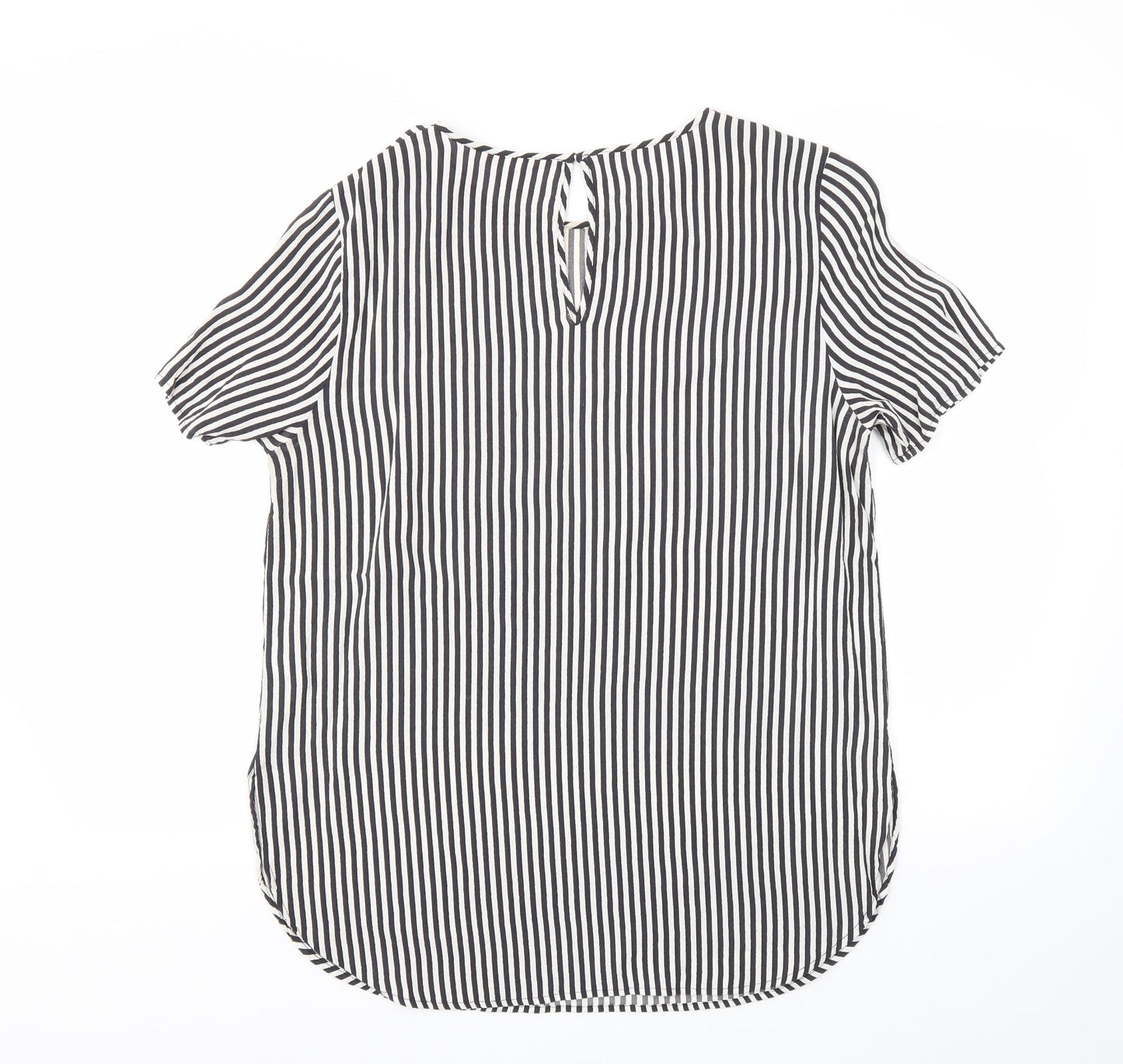 H&M Womens Black Striped  Basic T-Shirt Size 12