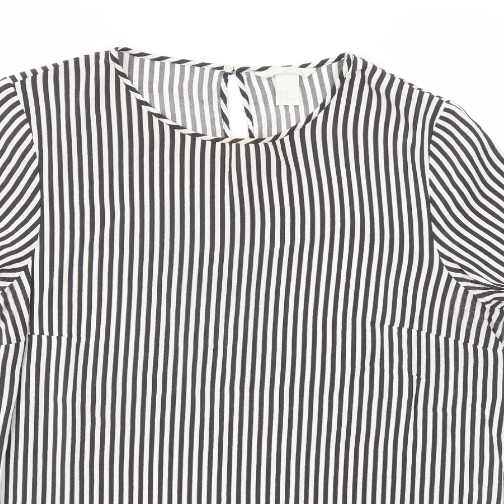 H&M Womens Black Striped  Basic T-Shirt Size 12