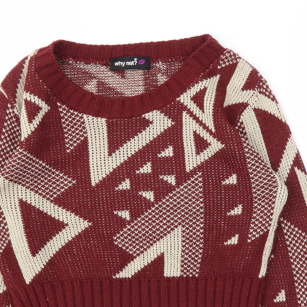 Why Not Womens Red Argyle/Diamond  Pullover Jumper Size S
