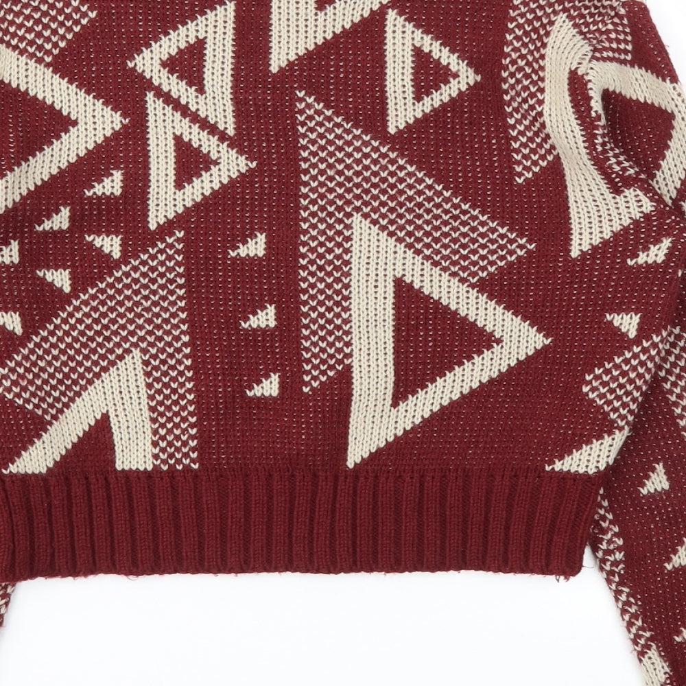 Why Not Womens Red Argyle/Diamond  Pullover Jumper Size S