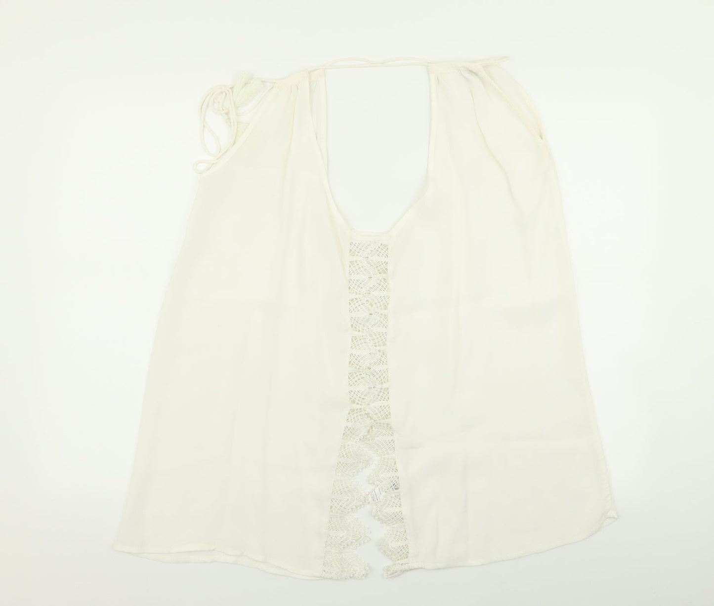 River Island Womens White Geometric  Basic Tank Size 18