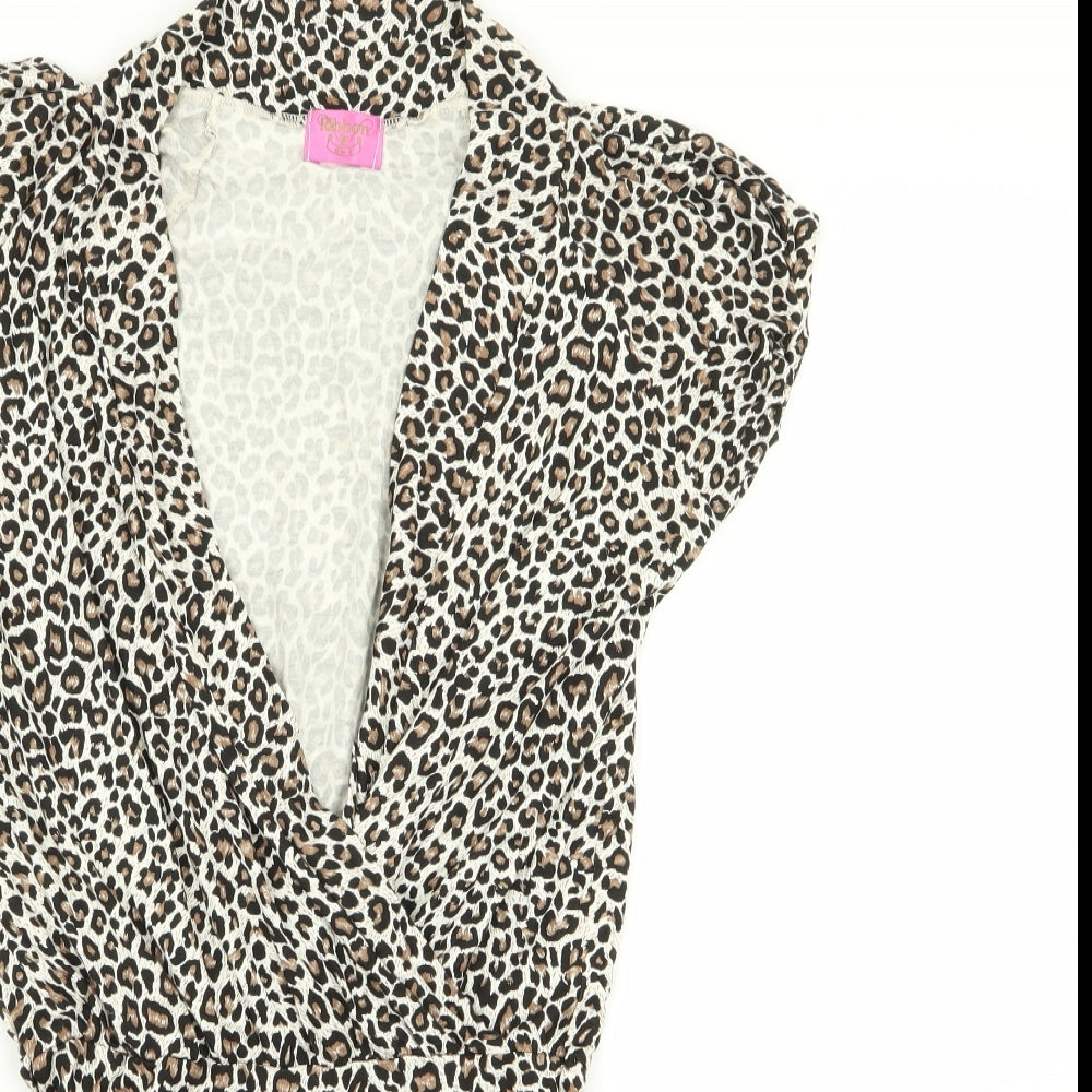ribbon Womens Multicoloured Animal Print  Playsuit One-Piece Size 8