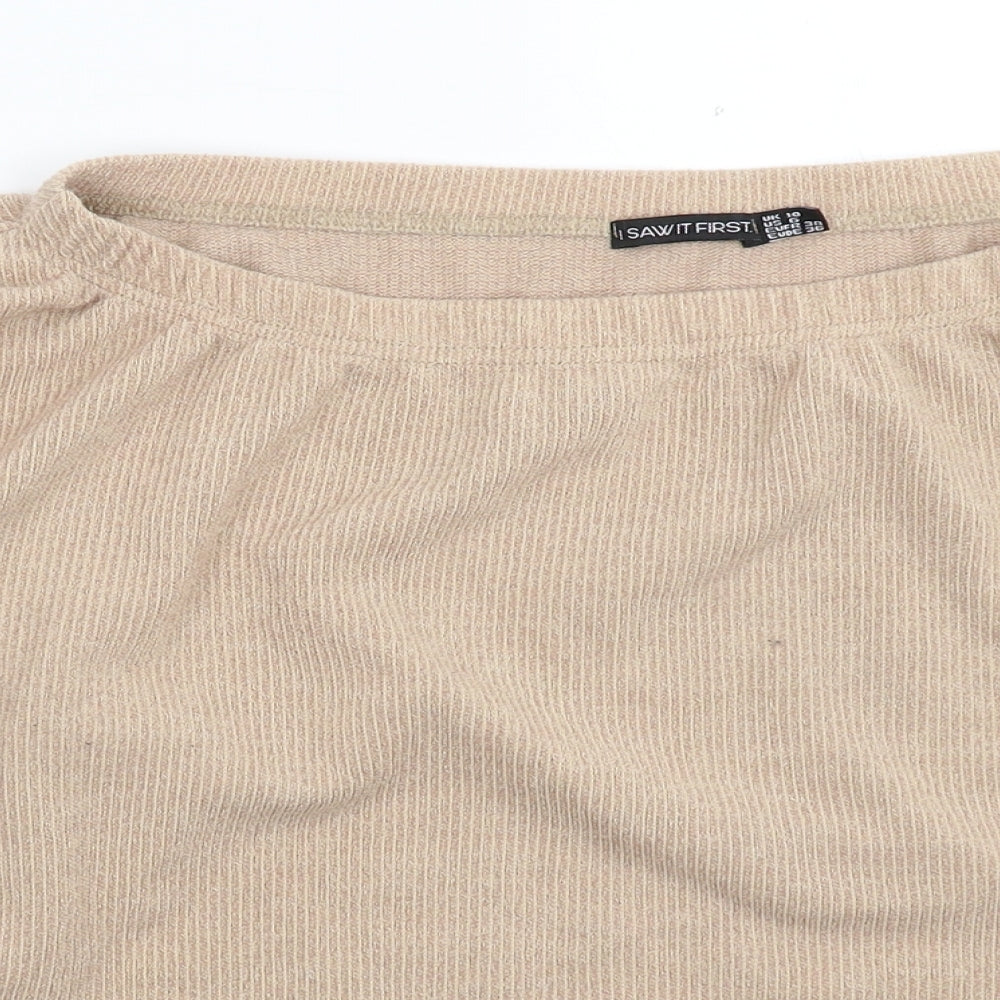 I SAW IT FIRST Womens Beige  Knit Pullover Jumper Size 10