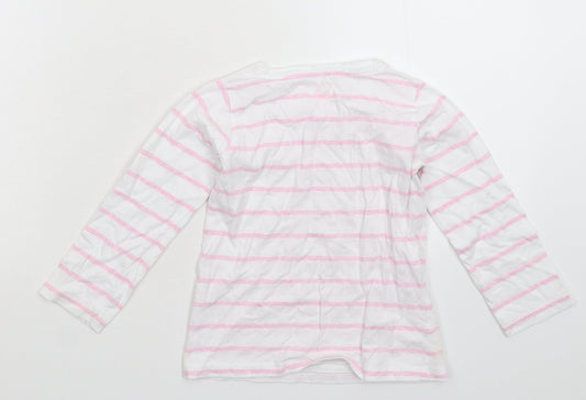 E-vie Girls White Striped  Basic T-Shirt Size 3 Years