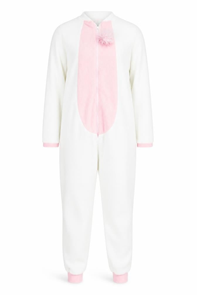 Love to lounge Girls White Animal Print Fleece Capri One Piece Size XS  - Unicorn
