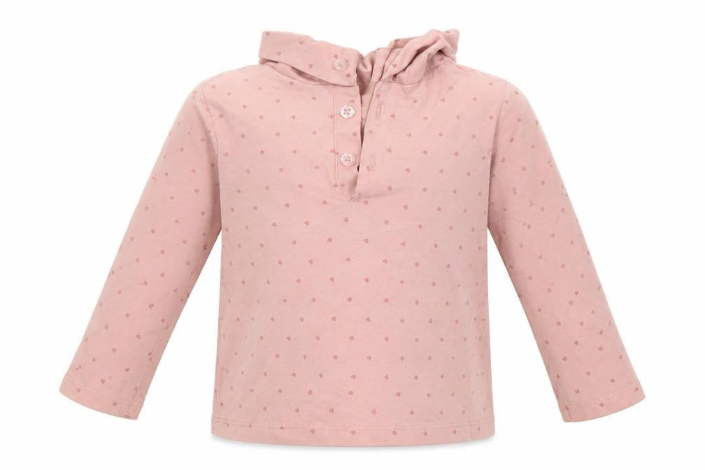 Front view of Primark girls’ pink basic t-shirt, size 9-12, months