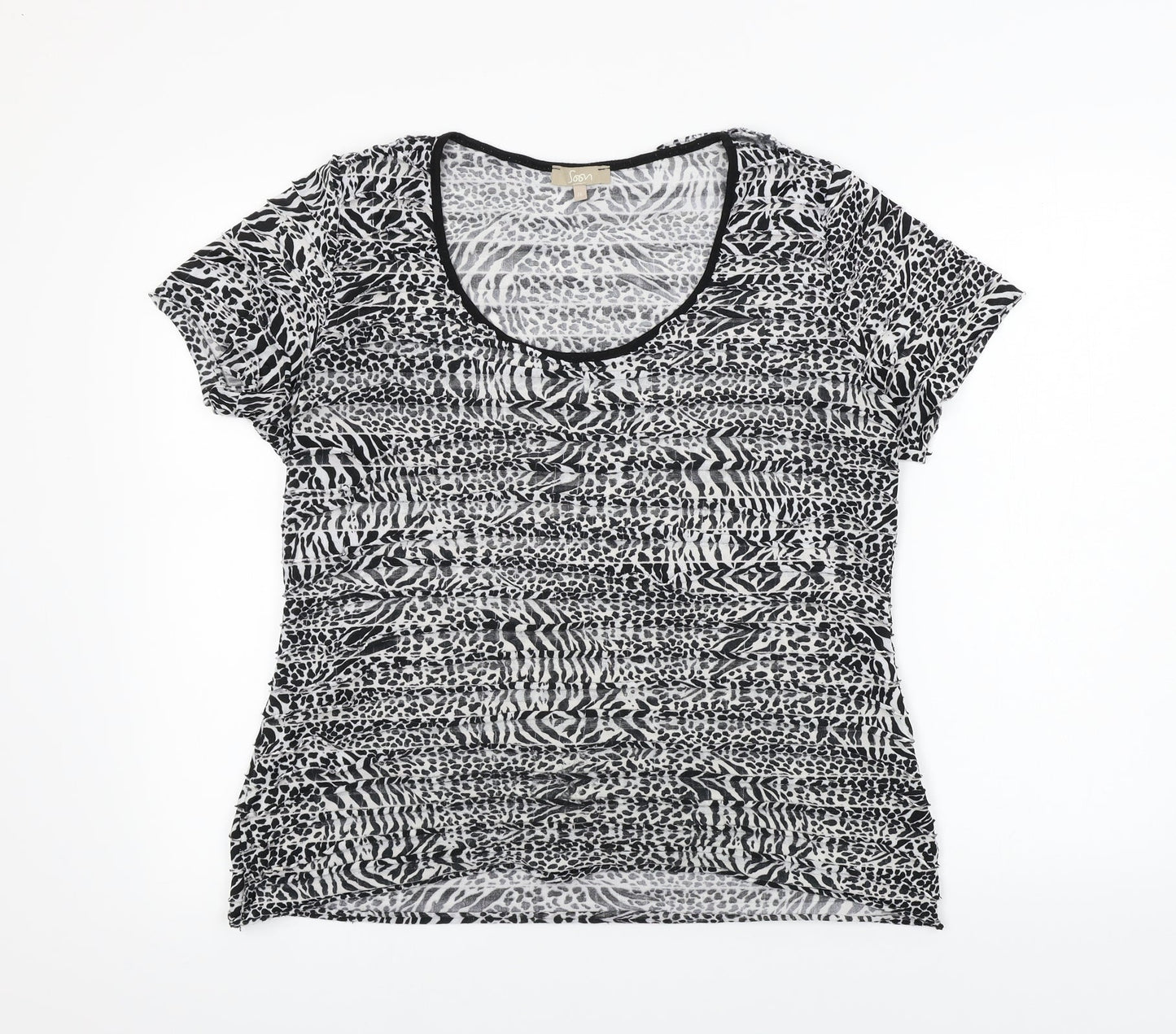 Soon Womens Black Animal Print  Basic T-Shirt Size 16
