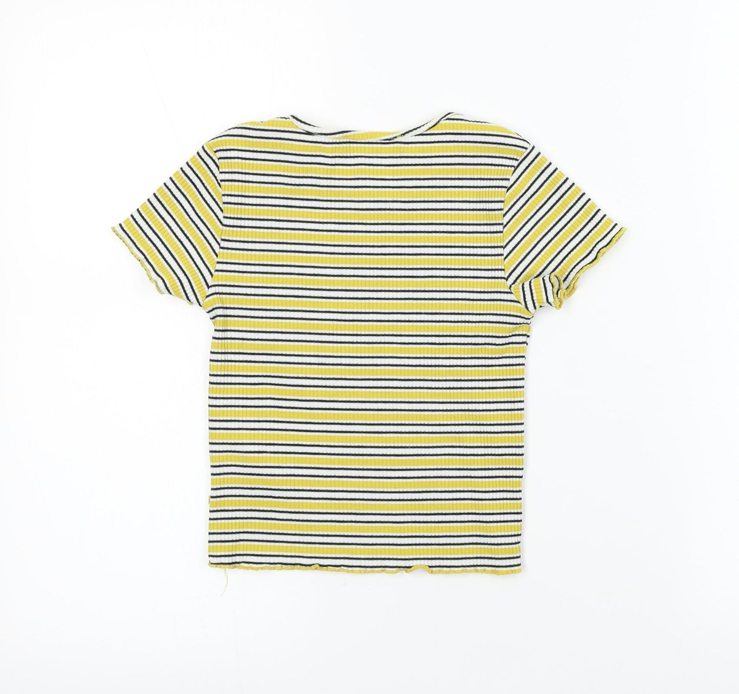 Primark  Girls Yellow Striped  Basic T-Shirt Size 8-9 Years