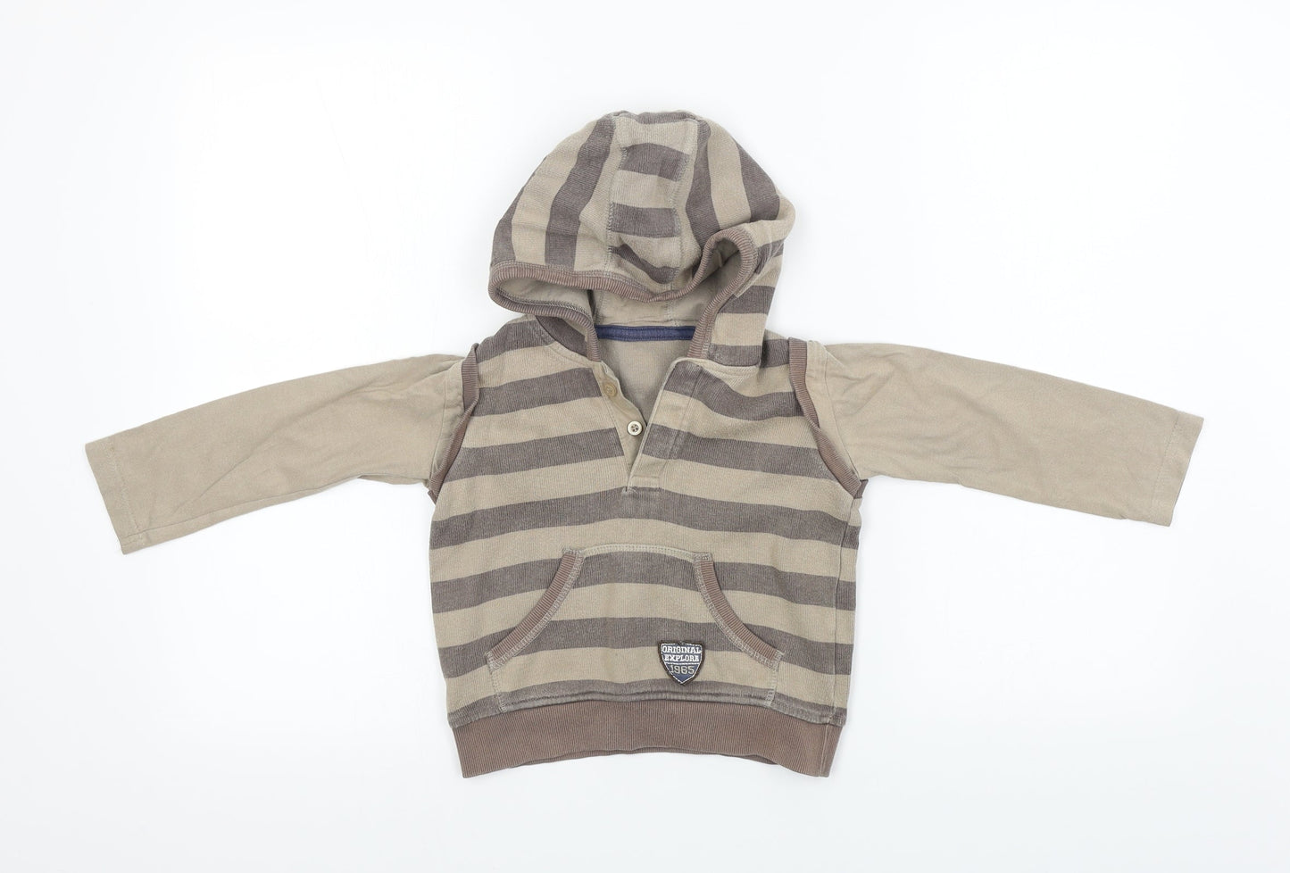 Matalan  Boys Brown Striped  Pullover Hoodie Size 2-3 Years