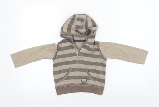Matalan  Boys Brown Striped  Pullover Hoodie Size 2-3 Years