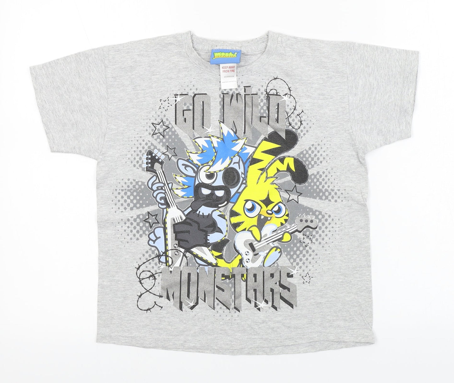 moshi monsters  Boys Grey   Basic T-Shirt Size 7-8 Years
