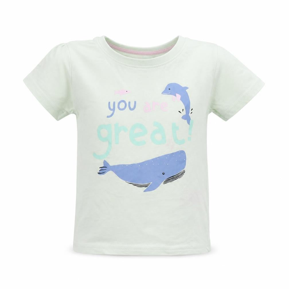 Front view of Primark Baby Green Basic T-Shirt, size 12-18, Months