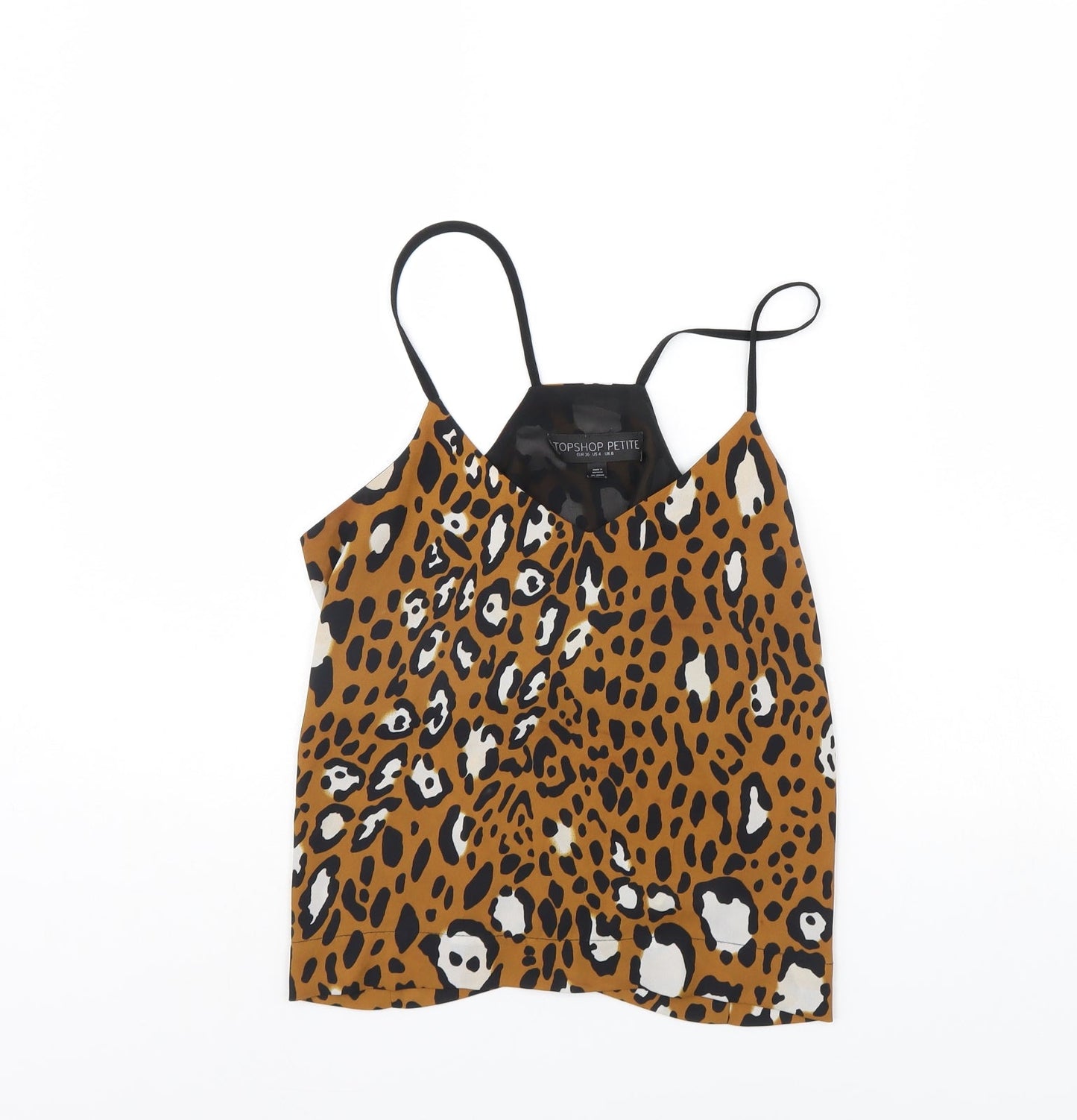 Topshop Womens Brown Animal Print  Cropped Tank Size 8
