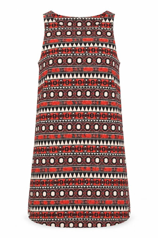 H&M Womens Red Geometric  A-Line  Size 8
