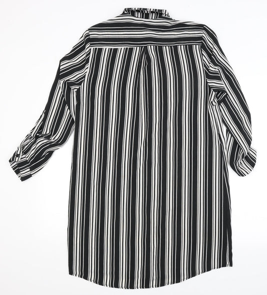 New Look Womens Black Striped  Shirt Dress  Size 10