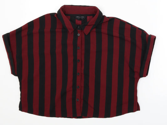New Look Girls Red Striped  Cropped Button-Up Size 14 Years