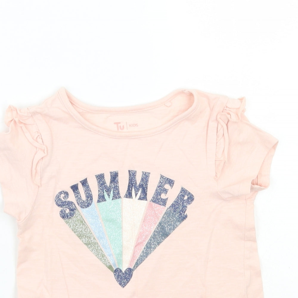 TU Girls Pink   Basic T-Shirt Size 5 Years