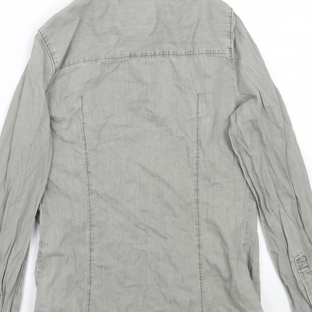 Denim & Co. Womens Grey   Basic Button-Up Size 6