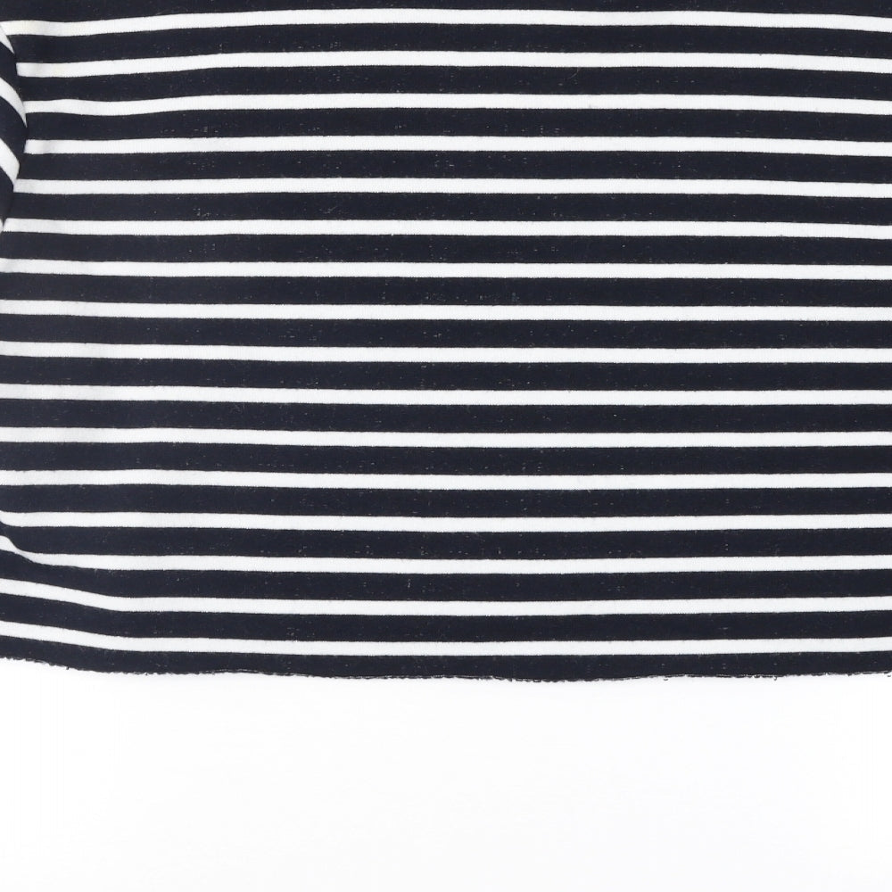 Topshop Womens Black Striped  Pullover Sweatshirt Size 12