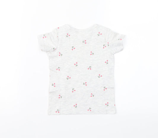 H&M Girls Grey Floral  Basic T-Shirt Size 3-6 Months