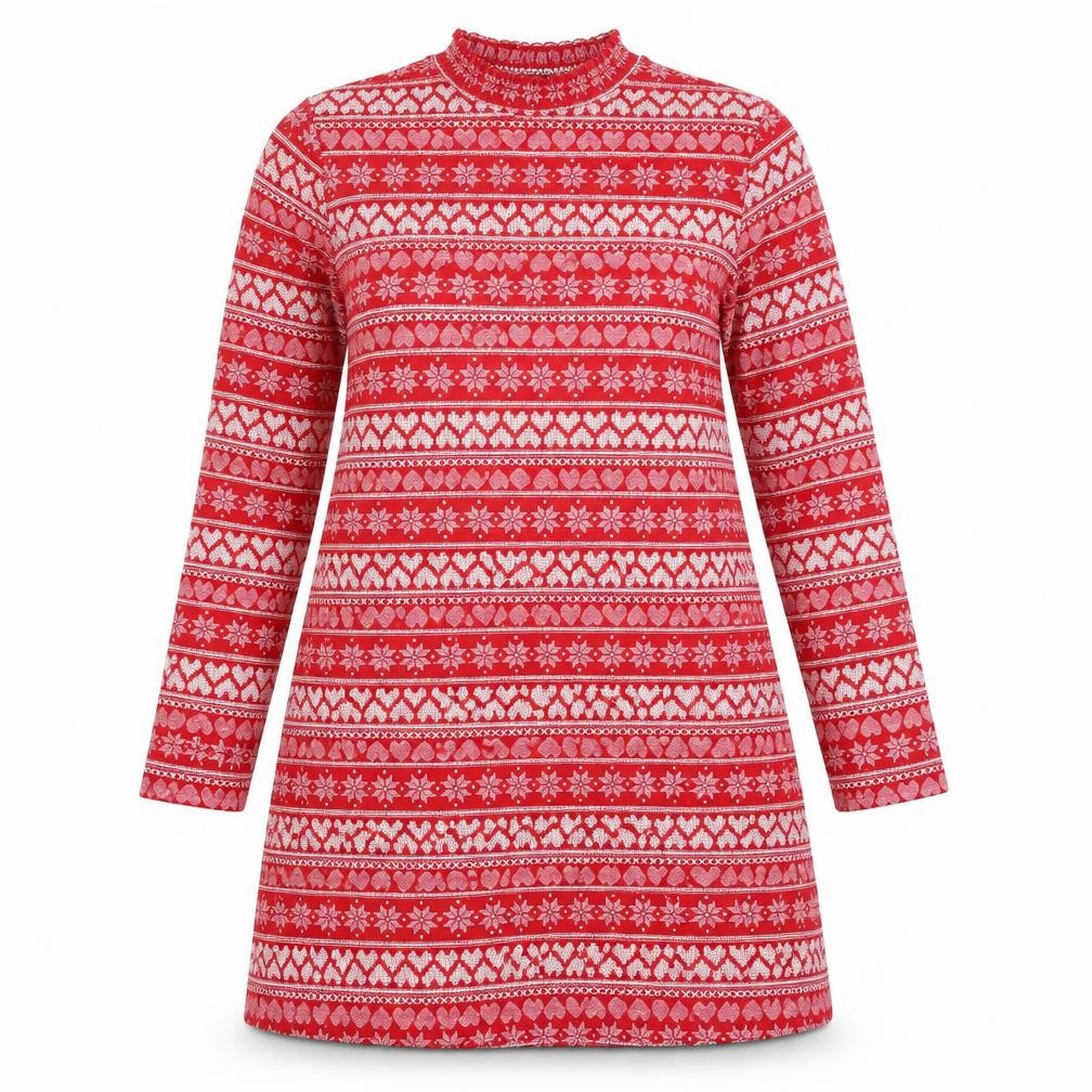 Matalan Womens Red Fair Isle  Trapeze & Swing  Size 10