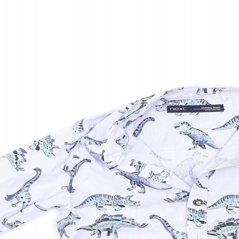 NEXT Baby Blue Geometric  Basic Button-Up Size 12 Months  - Dinosaur