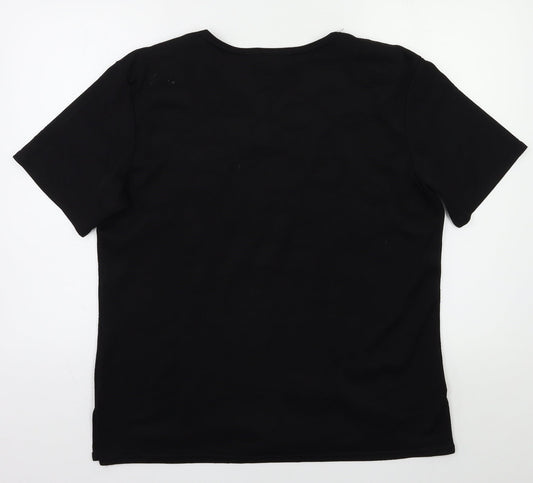 Bonita Womens Black Floral  Basic Blouse Size XL