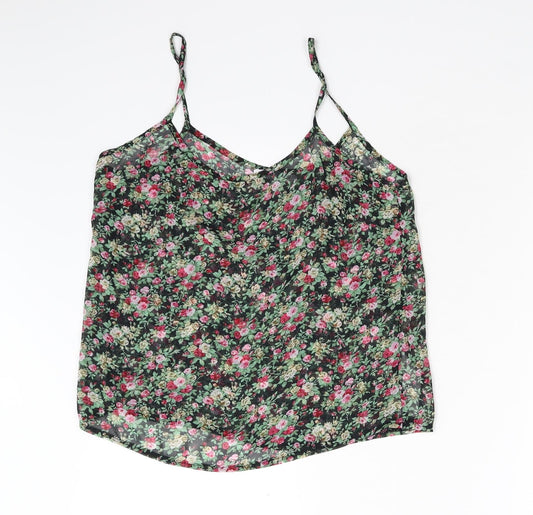 New Look Womens Black Floral  Basic Tank Size 10