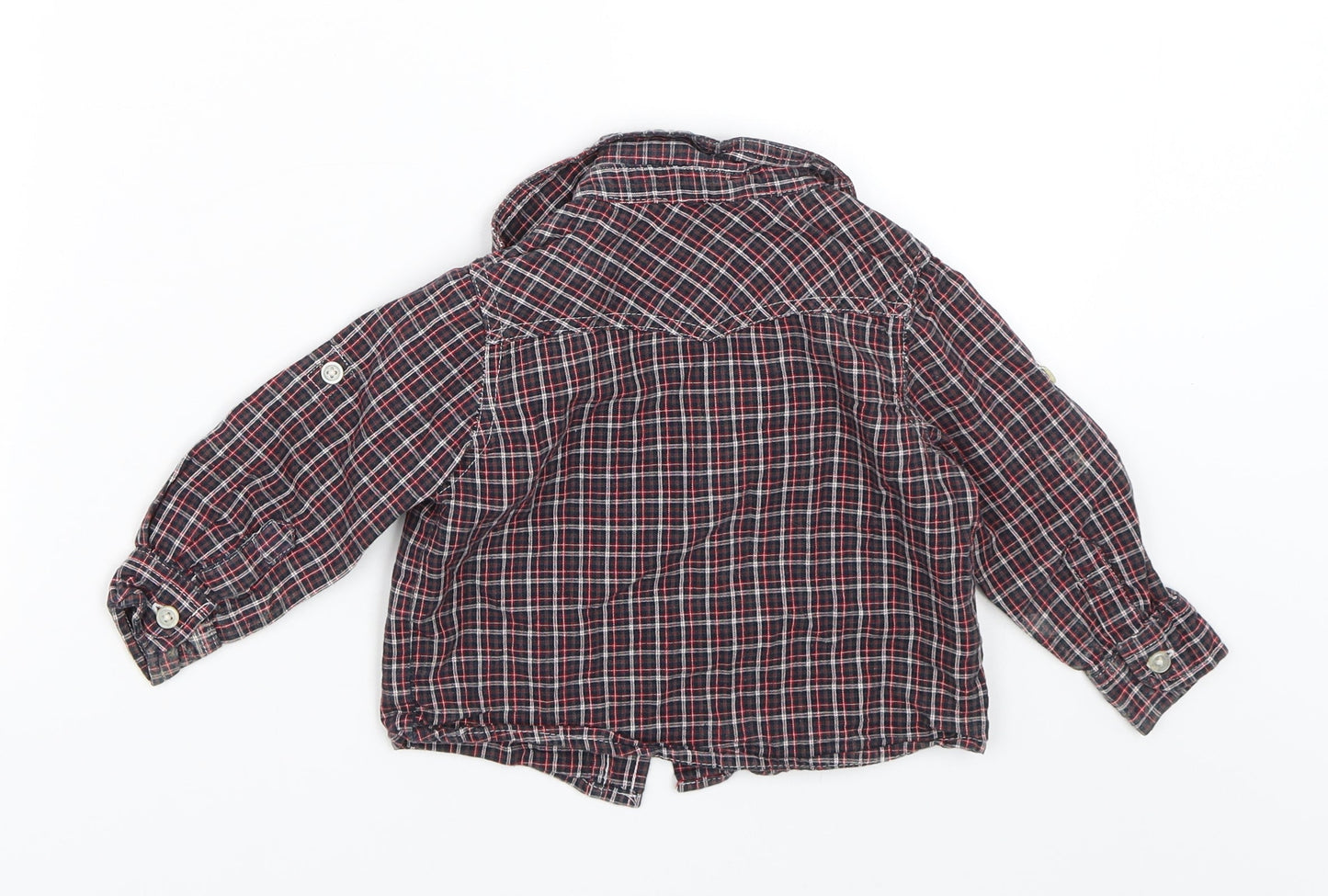 George Baby Black Plaid  Basic Button-Up Size 6-9 Months