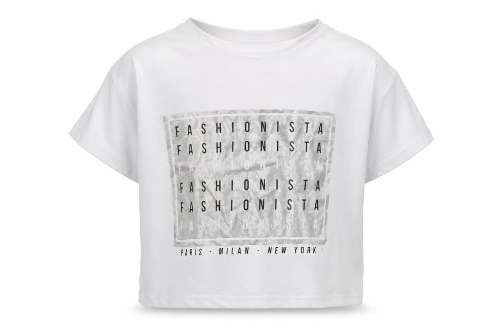 Front view of George girls’ white basic t-shirt, size 8-9, years - fashionista