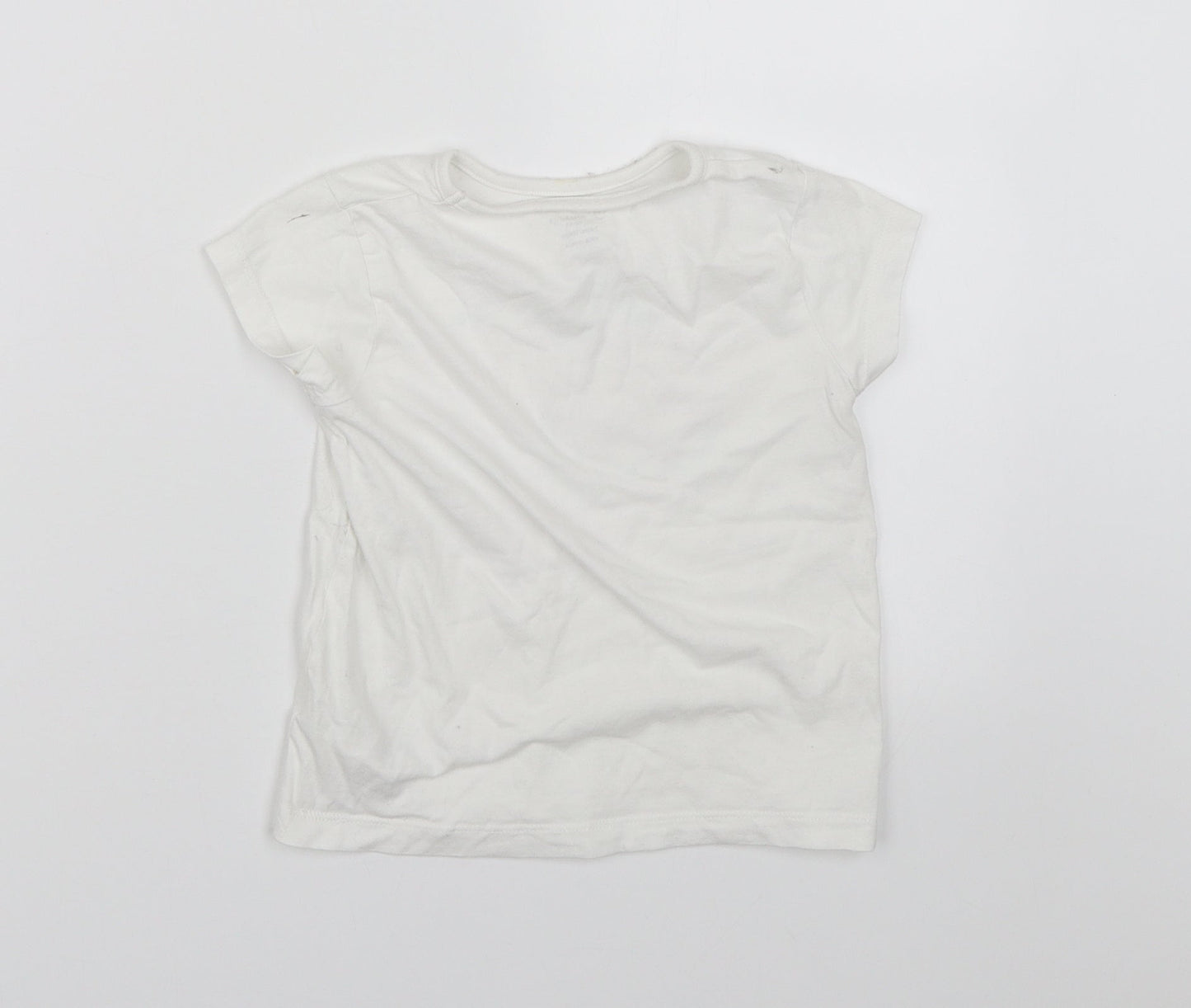 Primark Girls White   Basic T-Shirt Size 3-4 Years  - Seashell