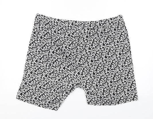 Preworn Womens Black Animal Print  Sweat Shorts Size 38 in