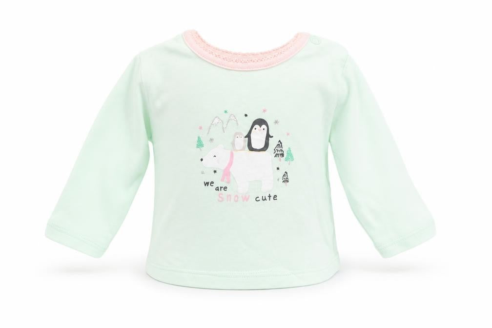 Front view of Primark Baby Green jumper, size 0-3, Months